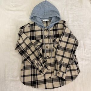 Plaid Sweater with Hood